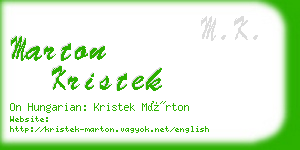 marton kristek business card